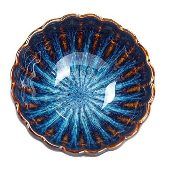 Golden Peacock Glazed Gradient Tea Cup - Picture 2 of 10